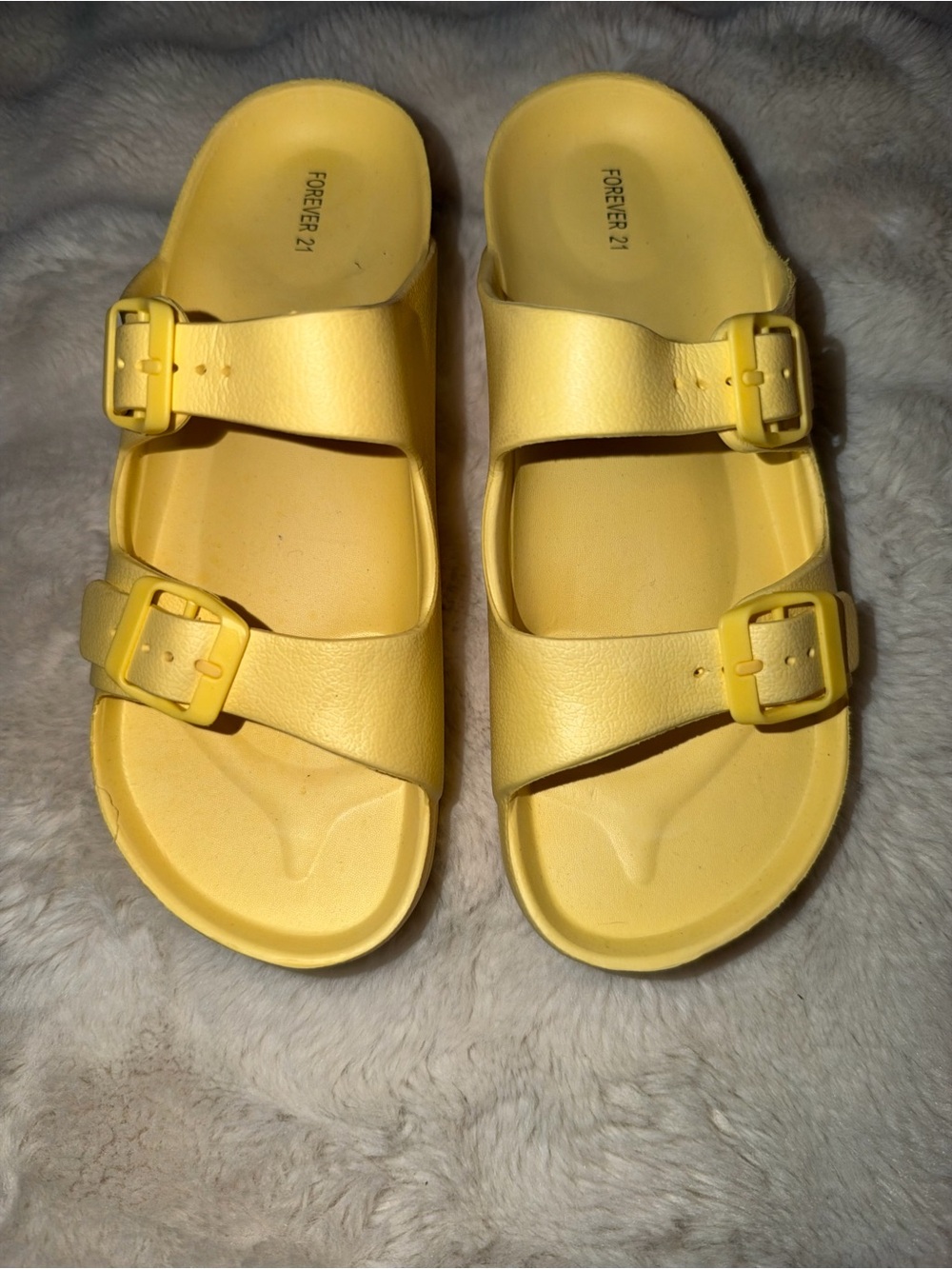 Forever 21 Kids Yellow Double-Buckle Slide Sandals